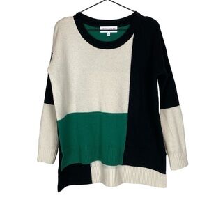 Derek Lam Cashmere Black, Cream, and Green Sweater